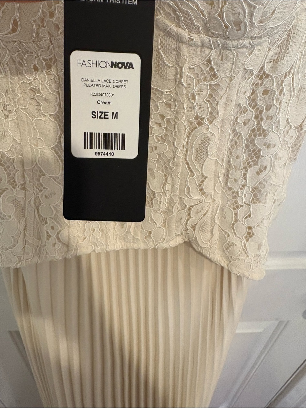 Fashion Nova Cream Lace Bustier with Pleated Maxi Skirt - Picture 2 of 2